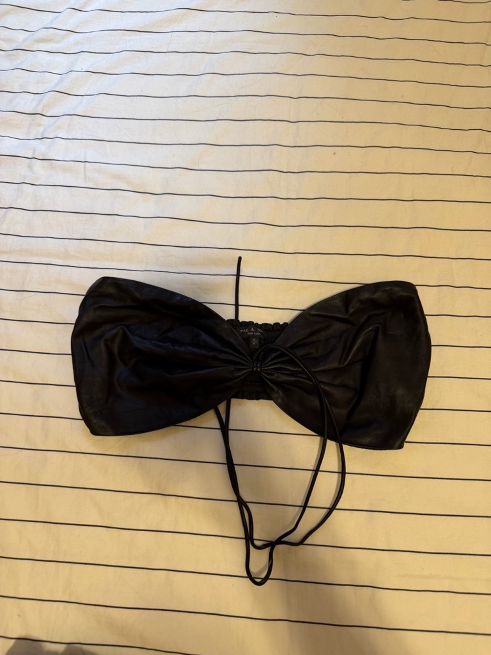 rag & bone Black Strapless Lamb Leather Bandeau Top